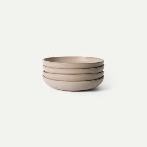 image:imageMORA Medium Dishes Set of 4 30oz Ceramic Pottery Pasta PlateWide Bowls  Microwave Oven and Dishwasher Safe  LiquoriceMushroom