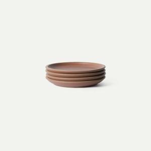 image:imageMORA Medium Plates Set of 4 85 inch Ceramic Pottery Salad Plates  Microwave Oven and Dishwasher Safe  PeppercornTerracotta