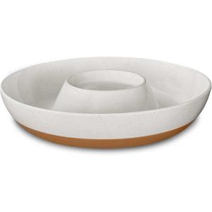 image:imageMora Ceramic Chips and Dip Serving Tray Large Divided Party Bowl Set for Chips amp Salsa Veggies amp Dip Fruit Snacks Entertaining Hosting etc Minimalist Design for the Modern Hostess  ChaiVanilla White