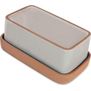 image:imageMora Ceramic TwoinOne Butter Dish with Lid Covered Butter Crock Container to Leave on Countertop  Large Storage KeeperHolder for Kitchen Gifts for Her Butter Tray For Counter  ChaiEarl Grey