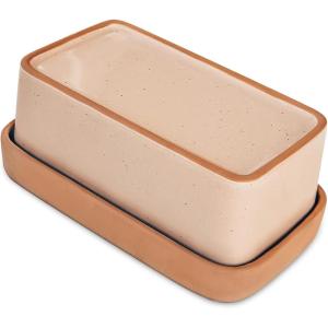 image:imageMora Ceramic TwoinOne Butter Dish with Lid Covered Butter Crock Container to Leave on Countertop  Large Storage KeeperHolder for Kitchen Gifts for Her Butter Tray For Counter  ChaiChai