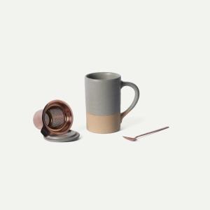 image:imageMora Ceramics Tea Cup with Loose Leaf Infuser Spoon and Lid 12 oz Microwave and Dishwasher Safe Coffee Mug  Rustic Matte Ceramic Glaze Modern Herbal Tea Strainer  Great Gift for Women TerracottaPeppercorn