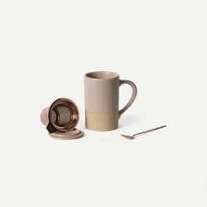 image:imageMora Ceramics Tea Cup with Loose Leaf Infuser Spoon and Lid 12 oz Microwave and Dishwasher Safe Coffee Mug  Rustic Matte Ceramic Glaze Modern Herbal Tea Strainer  Great Gift for Women TerracottaMushroom