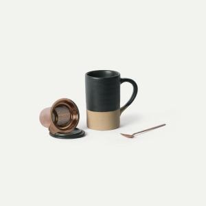 image:imageMora Ceramics Tea Cup with Loose Leaf Infuser Spoon and Lid 12 oz Microwave and Dishwasher Safe Coffee Mug  Rustic Matte Ceramic Glaze Modern Herbal Tea Strainer  Great Gift for Women TerracottaLiquorice