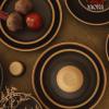 image:imageMORA Large Plates Set of 4 105 inch Ceramic Pottery Dinner Plates  Microwave Oven and Dishwasher Safe  TerracottaLiquorice