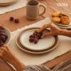 image:imageMORA Large Plates Set of 4 105 inch Ceramic Pottery Dinner Plates  Microwave Oven and Dishwasher Safe  TerracottaMushroom