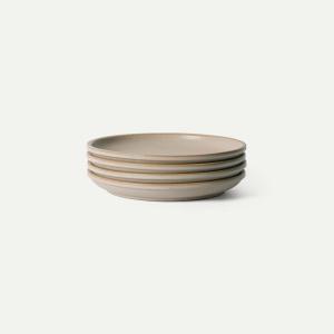 image:imageMORA Large Plates Set of 4 105 inch Ceramic Pottery Dinner Plates  Microwave Oven and Dishwasher Safe  TerracottaMushroom