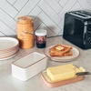 image:imageMora Ceramic TwoinOne Butter Dish with Lid Covered Butter Crock Container to Leave on Countertop  Large Storage KeeperHolder for Kitchen Gifts for Her Butter Tray For Counter  IrisVanilla White