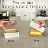 image:imageMora Ceramic TwoinOne Butter Dish with Lid Covered Butter Crock Container to Leave on Countertop  Large Storage KeeperHolder for Kitchen Gifts for Her Butter Tray For Counter  IrisVanilla White