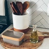image:imageMora Ceramic TwoinOne Butter Dish with Lid Covered Butter Crock Container to Leave on Countertop  Large Storage KeeperHolder for Kitchen Gifts for Her Butter Tray For Counter  IrisSesame Milk