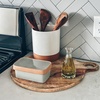 image:imageMora Ceramic TwoinOne Butter Dish with Lid Covered Butter Crock Container to Leave on Countertop  Large Storage KeeperHolder for Kitchen Gifts for Her Butter Tray For Counter  IrisEarl Grey