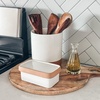 image:imageMora Ceramic TwoinOne Butter Dish with Lid Covered Butter Crock Container to Leave on Countertop  Large Storage KeeperHolder for Kitchen Gifts for Her Butter Tray For Counter  IrisVanilla White