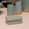 image:imageMora Ceramic TwoinOne Butter Dish with Lid Covered Butter Crock Container to Leave on Countertop  Large Storage KeeperHolder for Kitchen Gifts for Her Butter Tray For Counter  IrisIris