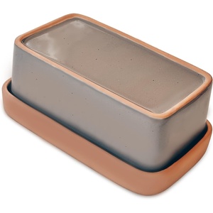 image:imageMora Ceramic TwoinOne Butter Dish with Lid Covered Butter Crock Container to Leave on Countertop  Large Storage KeeperHolder for Kitchen Gifts for Her Butter Tray For Counter  IrisSesame Milk