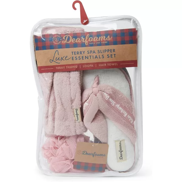 Dearfoams Women's Terry Spa-Inspired Mother's Day Gift Bundle with Kylie Thong Slipper