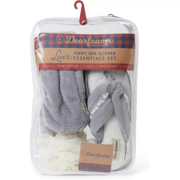 Dearfoams Women's Terry Spa-Inspired Mother's Day Gift Bundle with Kylie Thong Slipper
