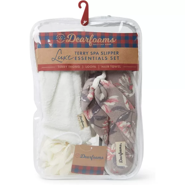 Dearfoams Women's Terry Spa-Inspired Mother's Day Gift Bundle with Kylie Thong Slipper