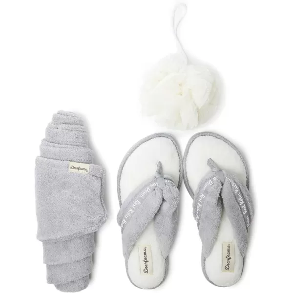 Dearfoams Women's Terry Spa-Inspired Mother's Day Gift Bundle with Kylie Thong Slipper