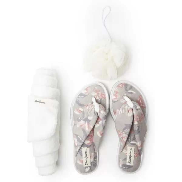 Dearfoams Women's Terry Spa-Inspired Mother's Day Gift Bundle with Kylie Thong Slipper