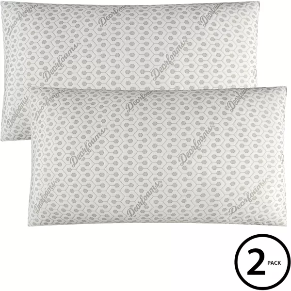 Dearfoams Bed Pillows - Standard/Queen Size - Set of 2 - Charcoal Infused Bed Pillow with Soft Knit Cover for Back, Side and Stomach Sleepers
