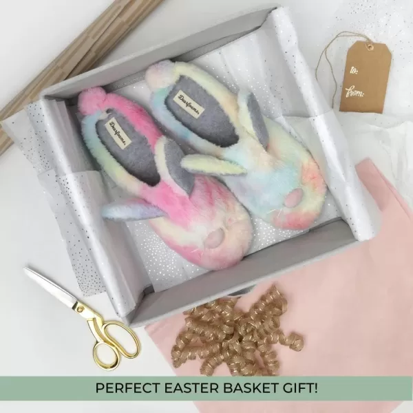 Dearfoams Easter Basket Stuffers Gifts for Kids Family Matching Fuzzy Bunny Slippers