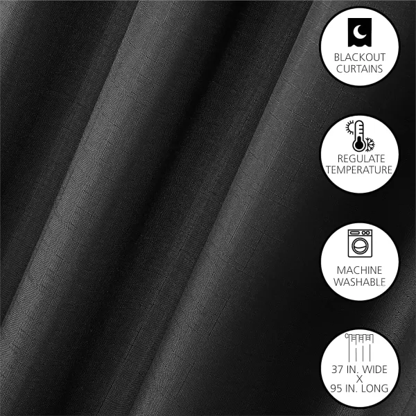 Dearfoams Energy Efficient Total Blackout Curtain Window Panel Set of 2, 37" x 95" Navy