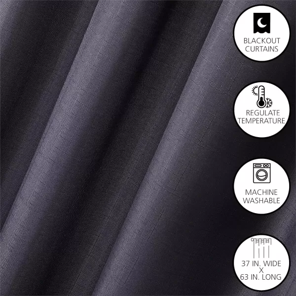 Dearfoams Energy Efficient Total Blackout Curtain Window Panel Set of 2, 37" x 95" Navy