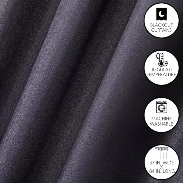 Dearfoams Energy Efficient Total Blackout Curtain Window Panel Set of 2, 37" x 95" Navy