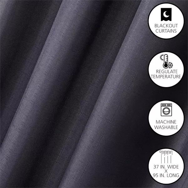 Dearfoams Energy Efficient Total Blackout Curtain Window Panel Set of 2, 37" x 95" Navy