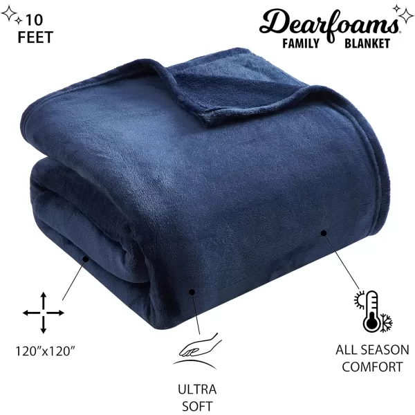 Dearfoams Oversized Super Soft Royal Plush Velvet Family Blanket for All Seasons- 10' x 10'  - XL Blanket - Grey