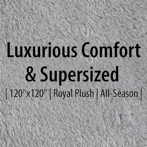 Dearfoams Oversized Super Soft Royal Plush Velvet Family Blanket for All Seasons- 10' x 10'  - XL Blanket - Grey