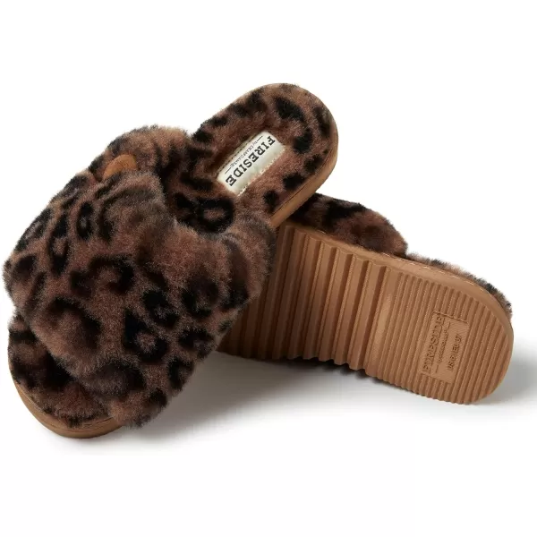 Dearfoams Women's Fireside Cairns Shearling Easy on/Off Slide Sandal Slipper
