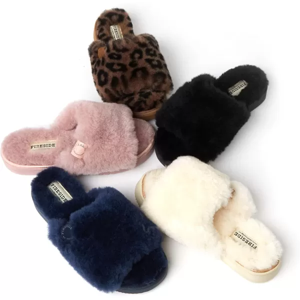 Dearfoams Women's Fireside Cairns Shearling Easy on/Off Slide Sandal Slipper