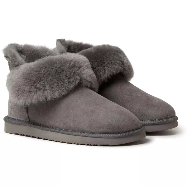 Dearfoams Women's Fireside Shearling Water Resistant Indoor/Outdoor Foldover Boot Slipper