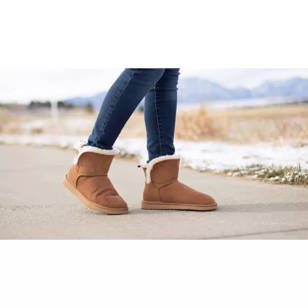 Dearfoams Women's Fireside Shearling Water Resistant Indoor/Outdoor Foldover Boot Slipper