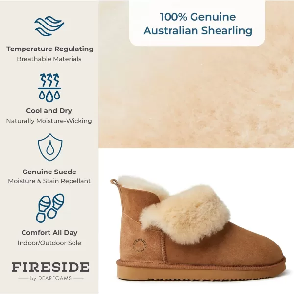 Dearfoams Women's Fireside Shearling Water Resistant Indoor/Outdoor Foldover Boot Slipper