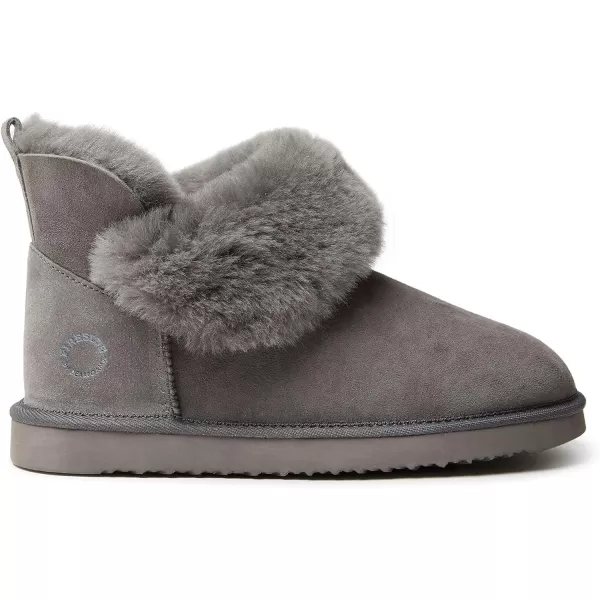 Dearfoams Women's Fireside Shearling Water Resistant Indoor/Outdoor Foldover Boot Slipper