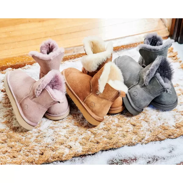 Dearfoams Women's Fireside Shearling Water Resistant Indoor/Outdoor Foldover Boot Slipper