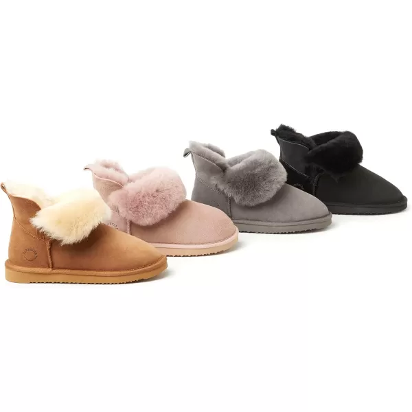 Dearfoams Women's Fireside Shearling Water Resistant Indoor/Outdoor Foldover Boot Slipper