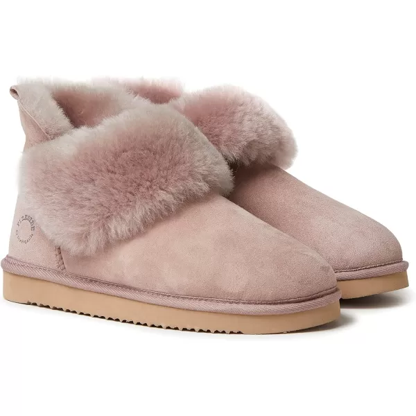 Dearfoams Women's Fireside Shearling Water Resistant Indoor/Outdoor Foldover Boot Slipper