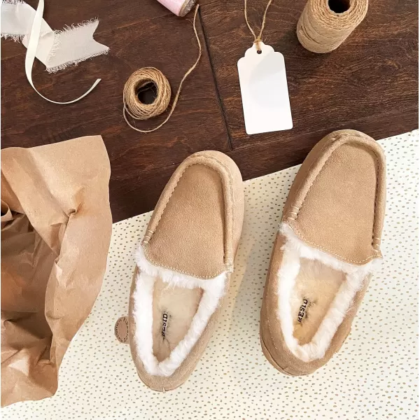 Dearfoams Women's Fireside Water Resistant Mel Shearling Moccasin Slipper