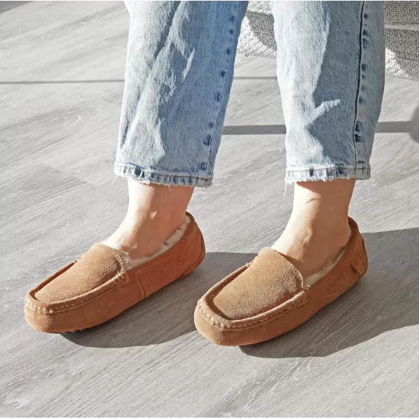Dearfoams Women's Fireside Water Resistant Mel Shearling Moccasin Slipper