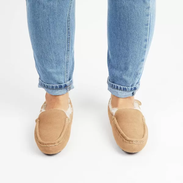 Dearfoams Women's Fireside Water Resistant Mel Shearling Moccasin Slipper