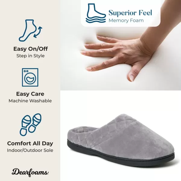 Dearfoams Women's Indoor/Outdoor Memory Foam Darcy Microfiber Velour Clog, Wide Widths Slipper