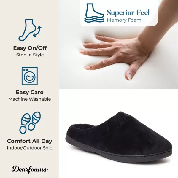 Dearfoams Women's Indoor/Outdoor Memory Foam Darcy Microfiber Velour Clog, Wide Widths Slipper