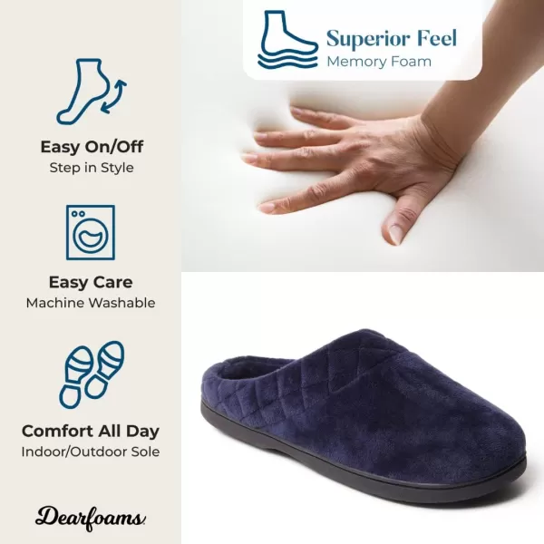 Dearfoams Women's Indoor/Outdoor Memory Foam Darcy Microfiber Velour Clog, Wide Widths Slipper