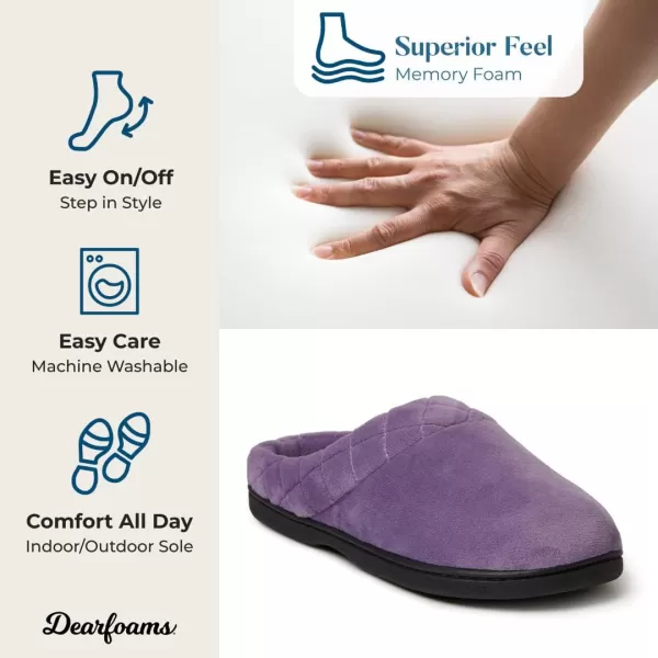Dearfoams Women's Indoor/Outdoor Memory Foam Darcy Microfiber Velour Clog, Wide Widths Slipper