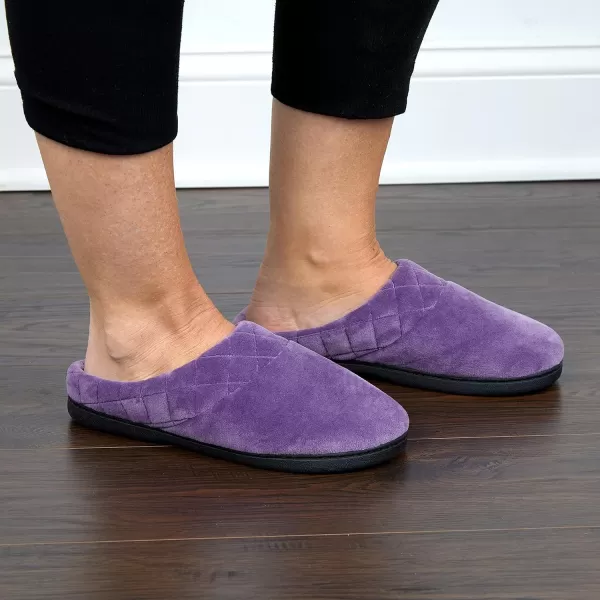 Dearfoams Women's Indoor/Outdoor Memory Foam Darcy Microfiber Velour Clog, Wide Widths Slipper