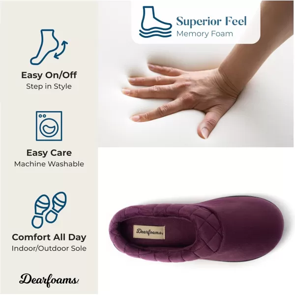 Dearfoams Women's Indoor/Outdoor Memory Foam Darcy Microfiber Velour Clog, Wide Widths Slipper