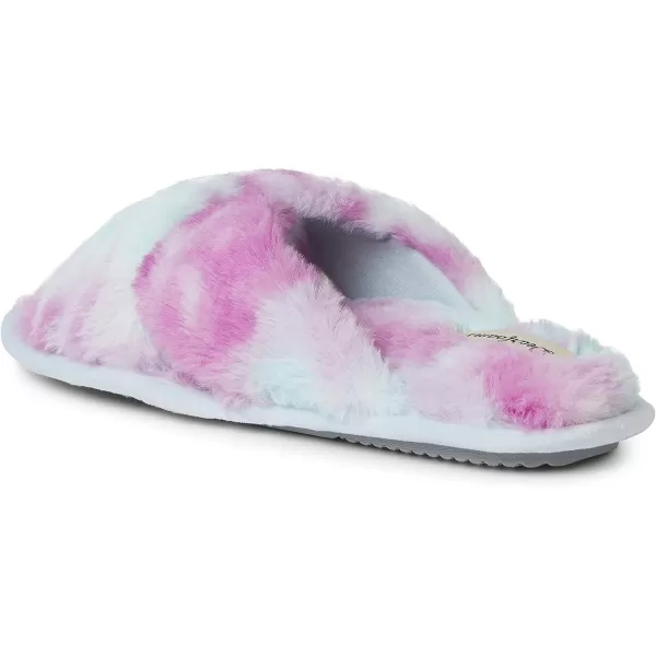 Dearfoams Women's Jessica faux faux fur Cross Band Slide Slipper